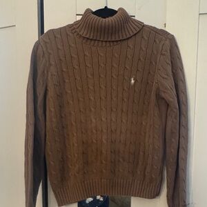 Ralph Lauren Tan Cable Knit Turtleneck Sweater